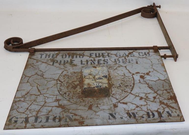 The Ohio Fuel Gas Company Pipeline Department Galion N.W. DIV Doublesided Painted Hanging Sign with (1 of 7)