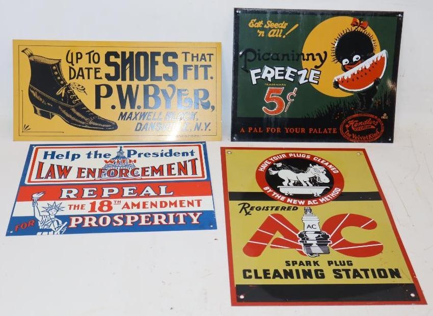 Group of 4 AC Spark Plug, Repeal the 18th Amendment, Picaninny Freeze, and P. W. Byer Reproduction (1 of 6)