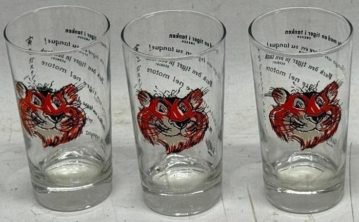 Group of 3 Esso "Put some tiger in your tank" Advertising Drinking Glasses: 8oz each