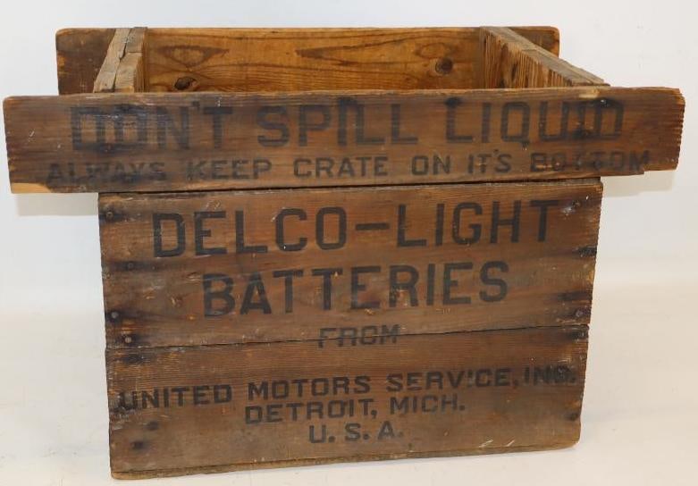 Delco-Light Batteries from United Motors Service Inc. Stenciled Wooden Shipping Crate (1 of 5)