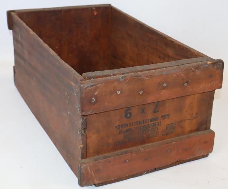 Early LOF Double Strength Glass For the Ford Motor Company Shipping Crate: 19" x 10.5" x 7.5"