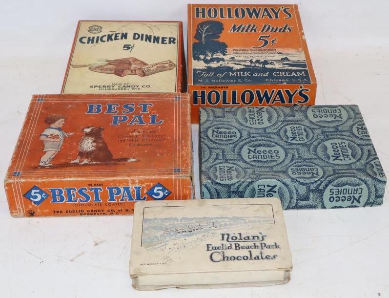Group of 5 Chicken Dinner, Necco Candies, Halloway's Milk Duds, Best Pal, and Nolan's Euclid Beach (1 of 5)
