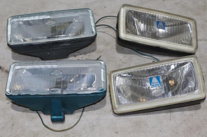Group of 4 Hella German Driving Lights- Two Pairs: Two pairs of German Hella driving lights- all measure 7.5"x3.75"x3" each