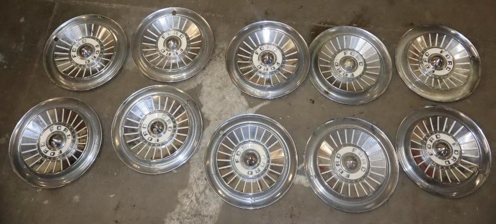 Ten 1957 Ford Hubcaps (1 of 5)