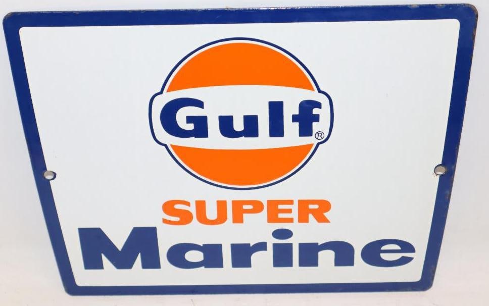 Gulf Super Marine Porcelain SSP Pump Plate Sign (1 of 4)