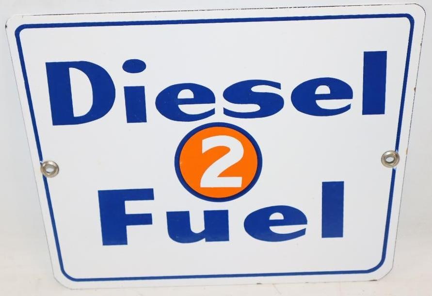 Gulf Diesel Fuel 2 SSP Porcelain Pump Plate Sign (1 of 4)