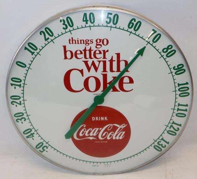 Large Drink Coca-Cola Advertising Round Dial Thermometer (1 of 7)