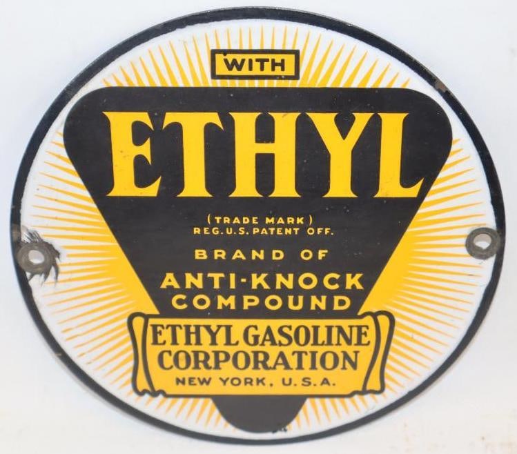 Ethyl Gasoline SSP Porcelain Pump Plate Sign (1 of 4)