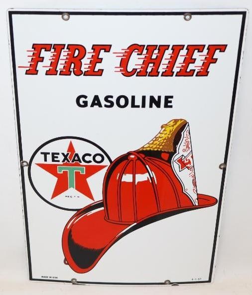 Texaco Fire Chief Gasoline Porcelain Pump Plate Sign (1 of 6)