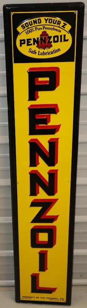 Pennzoil Motor Oil Embossed Vertical SST Sign (1 of 6)