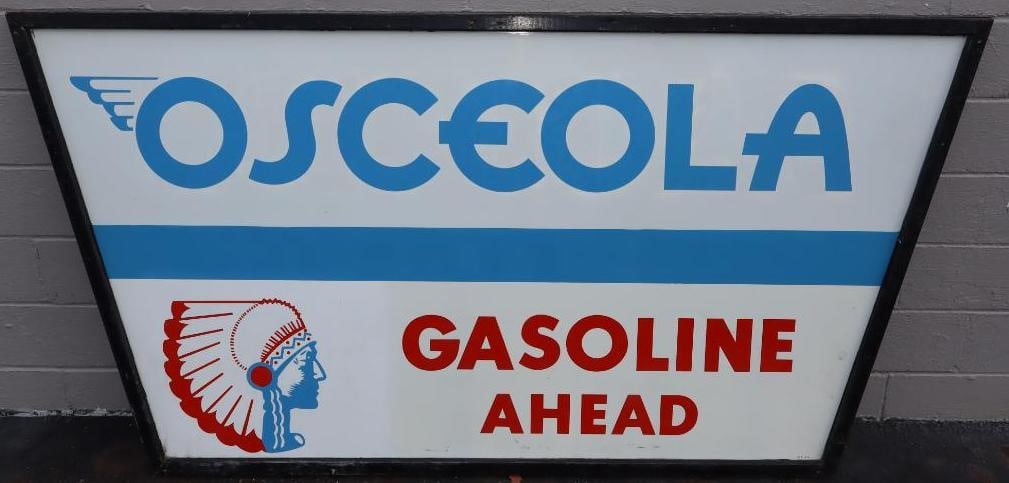 Graphic Osceola Gasoline Ahead Wood Framed SST Sign (1 of 7)