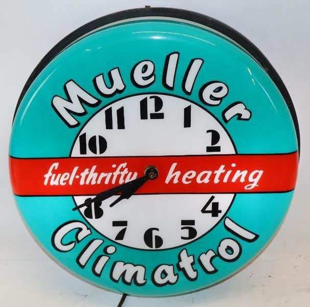 Mueller Climatrol Heaters Lightup Advertising Clock (1 of 10)
