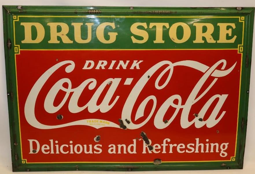 Drink Coca- Cola Drug Store Porcelain SSP Sign (1 of 9)
