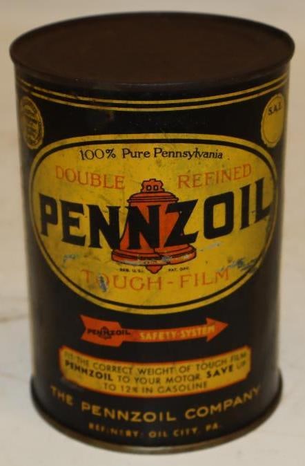 Early Style Black Pennzoil 1 Quart Motor Oil Can (1 of 10)