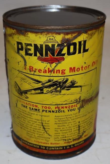 Rare Record Breaking Aircraft Pennzoil Motor Oil 1 Quart Motor Oil Can (1 of 8)