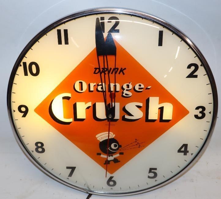 Drink Orange Crush Soda "Crushy" Lightup Advertising PAM Clock (1 of 8)