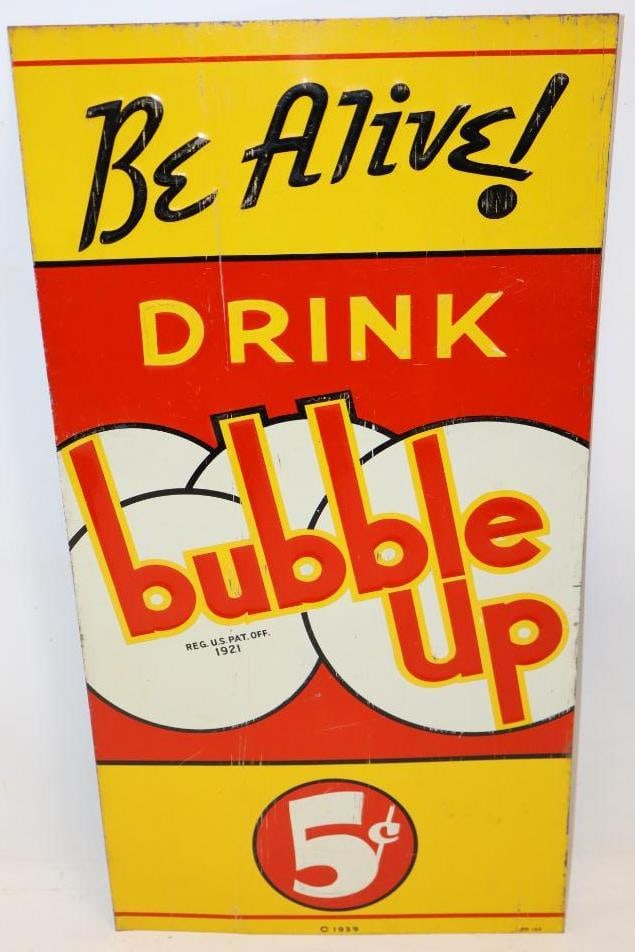 Be Alive! Drink Bubble Up Soda Embossed SST Sign (1 of 6)