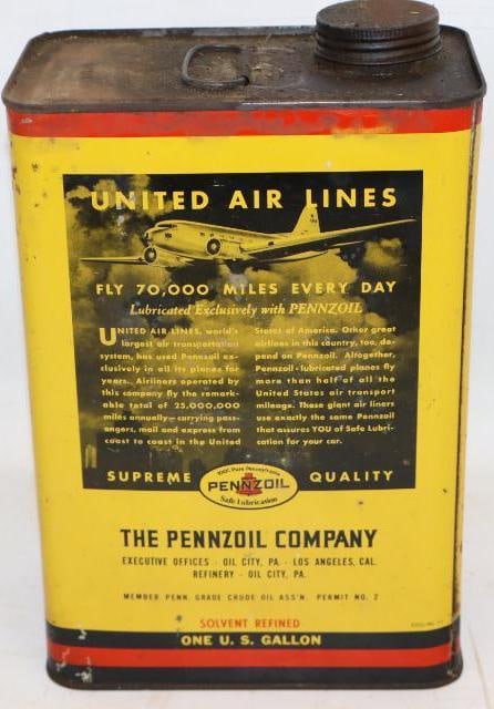 Pennzoil Graphic United Airlines 1 Gallon Motor Oil Can (1 of 8)