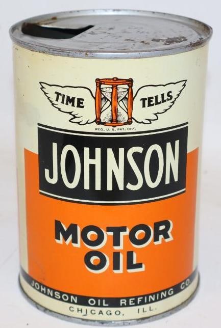 Johnson Time Tells Metal 1 Quart Motor Oil Can (1 of 6)