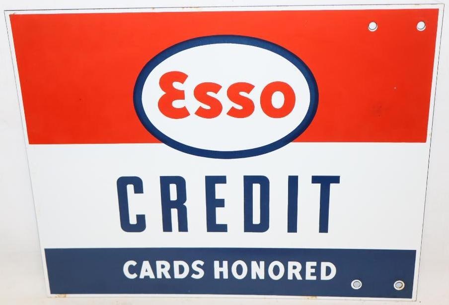 Esso Credit Cards Honored Here DSP Porcelain Sign (1 of 6)