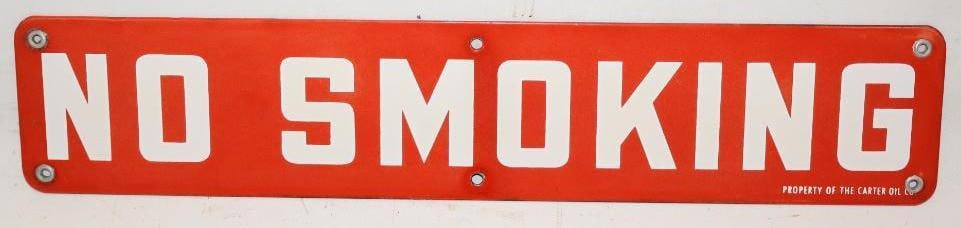 Carter Oil Co No Smoking SSP Porcelain Sign (1 of 5)