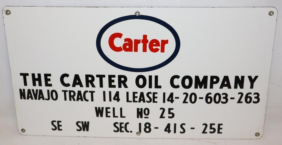 The Carter Oil Company Porcelain SSP Navajo Lease Sign (1 of 6)