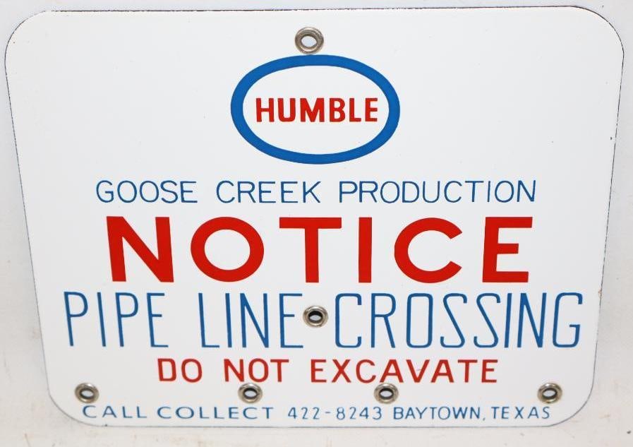 Humble Goosecreek Pipeline Notice SSP Porcelain Sign (1 of 5)