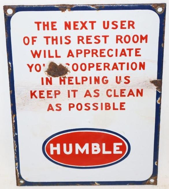 Humble Oil and Refining Co SSP Porcelain Station Pledge Sign (1 of 4)