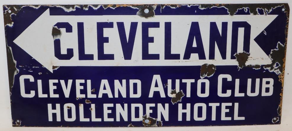 Cleveland Auto Club Hotel Porcelain Arrow Sign (1 of 4)