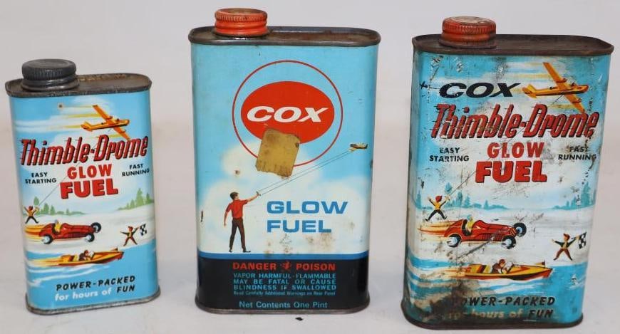 Group of 3 Cox Glow Fuel Thimble Drone Cans (1 of 2)