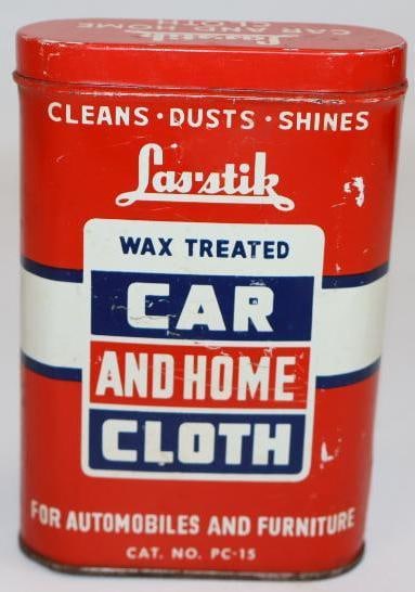 Las-Stik Car Plastic Tin: 3.5x1.5x3.25 Contains Washing Cloth