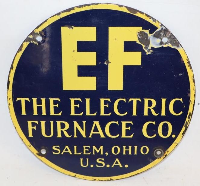 Porcelain Electric Furnace Company Advertising Sign: 9x9