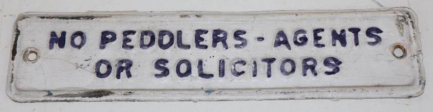 No Peddlers-Agents or Solicitors Aluminum Embossed Warning Sign (1 of 2)