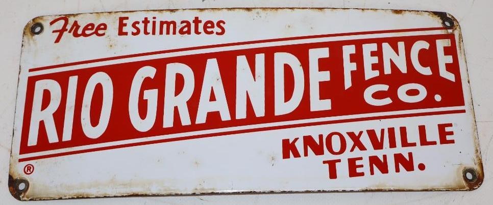 Rio Grande Fence Company Porcelain Advertising Sign: 4x5