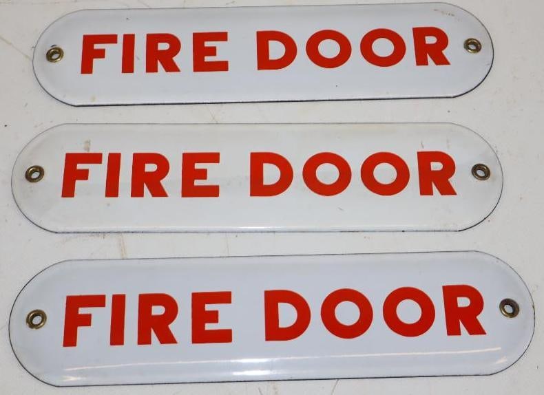Group of 3 Fire Door Porcelain Warning Signs (1 of 2)