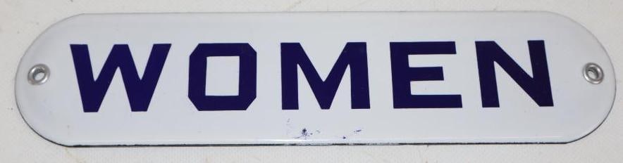 Womens Restroom Porcelain Sign: 10x2.5