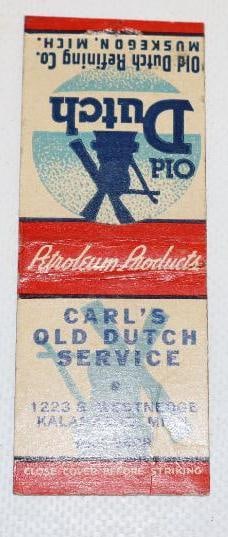 Old Dutch Gas Station Advertising Matchbook: 4" x 1.5", empty