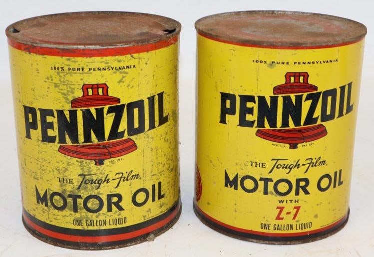 Group of 2 Pennzoil Tough-Film with Z-7 Metal 1 Gallon Oil Cans (1 of 2)
