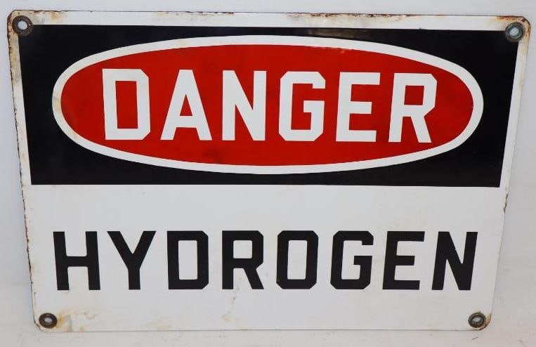 Danger Hydrogen Single Sided Porcelain Warning Sign (1 of 2)