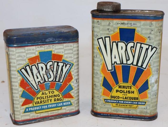 Group of 2 1933 Varsity Auto Polish Cans (1 of 2)