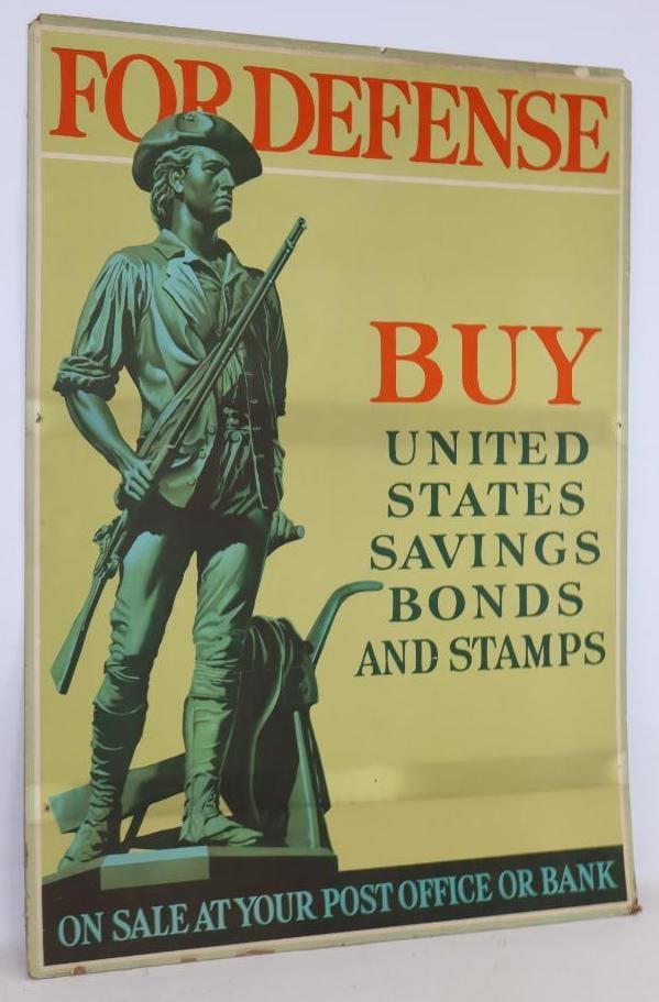 For Defense By US Savings Bonds War Time Cardboard Advertising Poster (1 of 5)