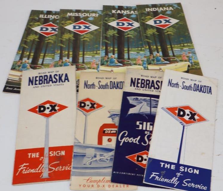 Group of 8 DX Mid-B789Continent Gas Station Road Maps (1 of 4)
