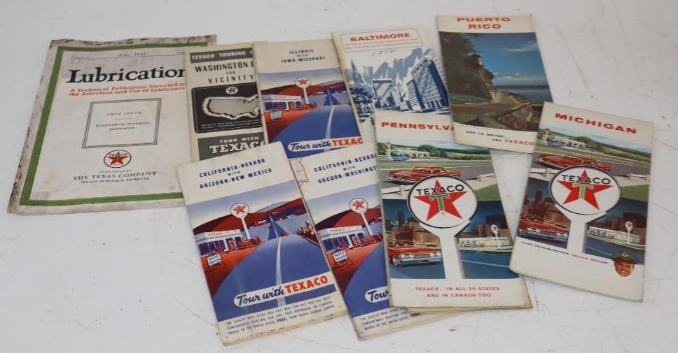 Group of 9 Texaco Gas Station Road Maps and Lubrication Book (1 of 5)