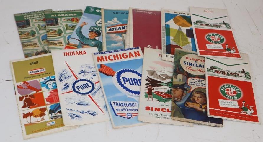 Group of 13 Sinclair, Atlantic, Cities Service, and Pure Gas Station Road Maps (1 of 5)