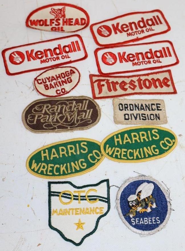 Group of 12 Kendall, Firestone, Wolf's Head, and Other Advertising Shirt Patches (1 of 2)