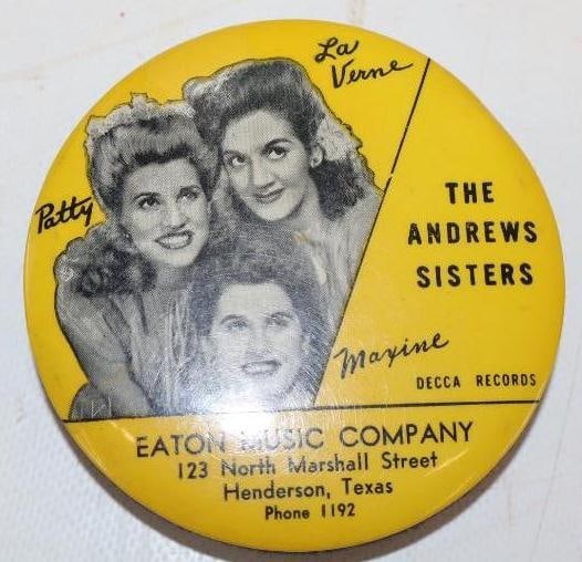 The Andrew Sisters Decca Records Eaton Music Company Celluloid Advertising Record Brush Cleaner (1 of 2)