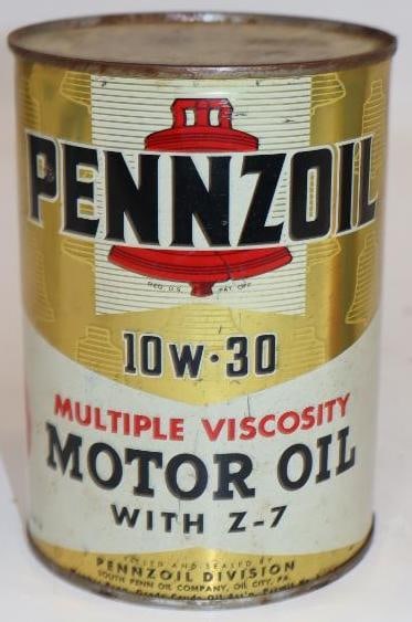 Pennzoil Multiple Viscosity 1 Quart Metal Oil Can with Bells: full