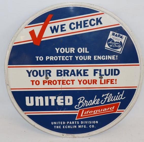 Napa We Check Your Brake Fluid To Protect Your Life Advertising Sign: 10.25" x 10.25"