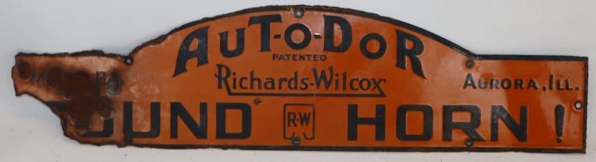 Sound Horn Aut-O-Dor Single Sided Porcelain Warning Sign (1 of 6)