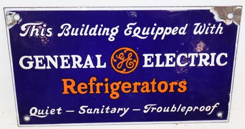 Single Sided Porcelain General Electric Refrigerators Advertising Sign (1 of 2)